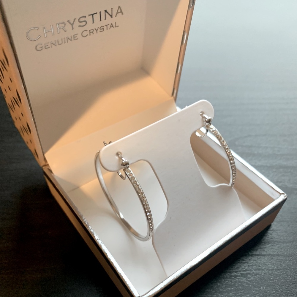 Silver Rhinestone Hoop Earrings *NEW*